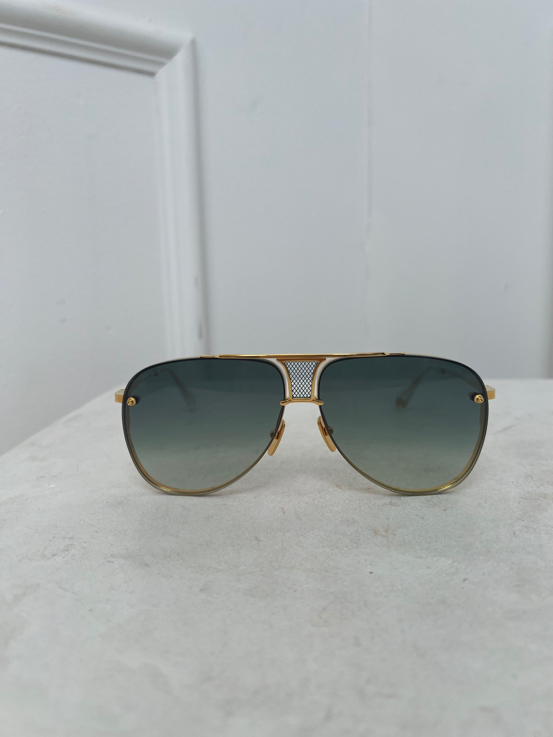 DITA Gold Tone Oversized Aviator Sunglasses