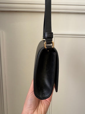 Dolce & Gabbana Black Leather Gold Logo Crossbody Bag