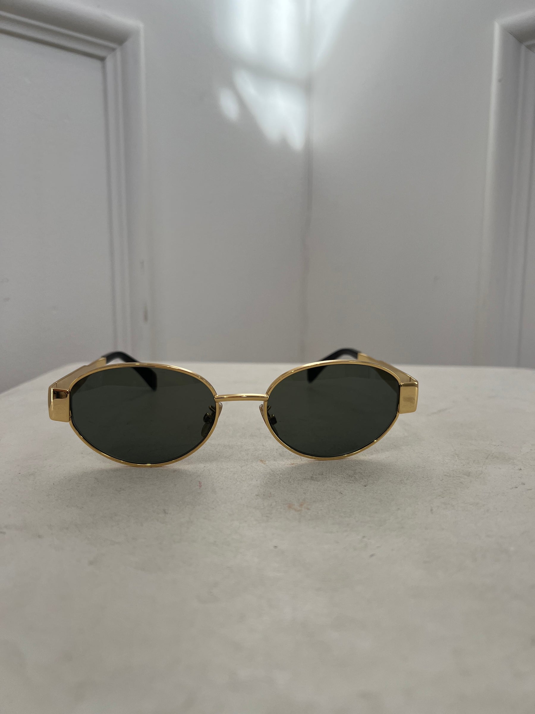 Celine Gold Triomphe Oval Sunglasses