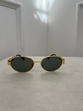 Celine Gold Triomphe Oval Sunglasses