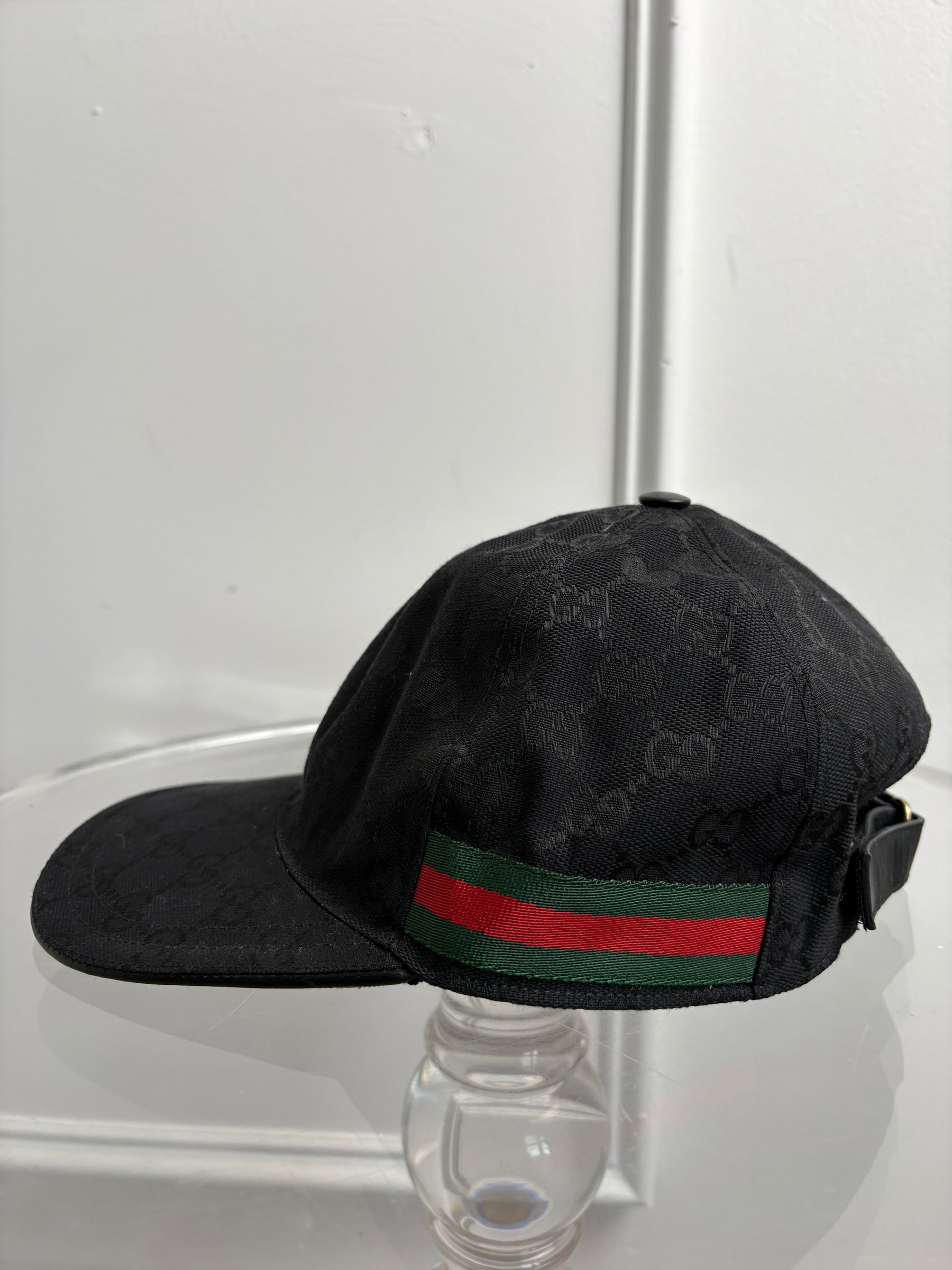 Gucci Black Canvas Monogram Cap, 58