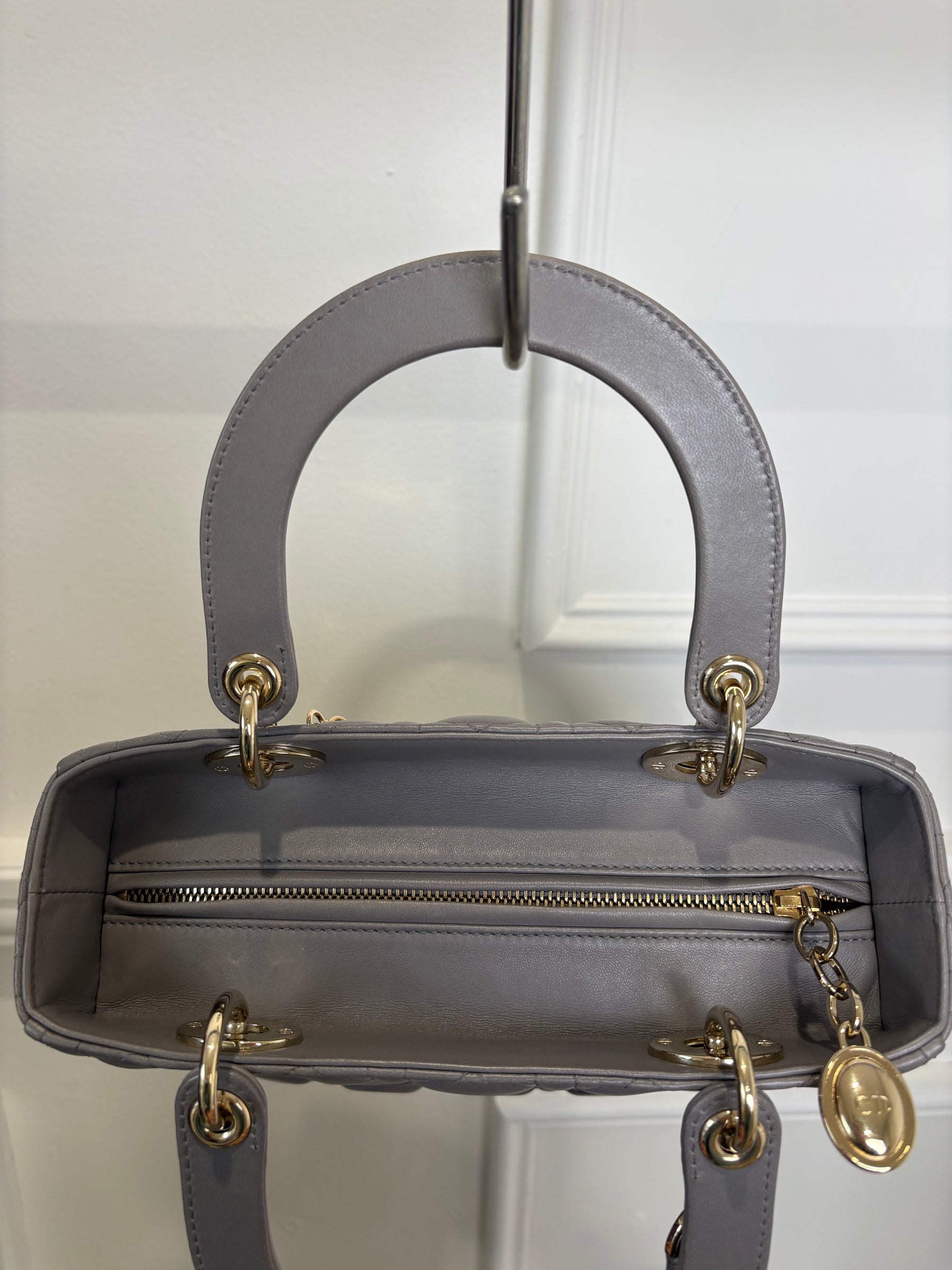 Dior Grey Cannage Quilted Medium Lady Dior