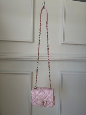 Chanel Pink Printed Lambskin Quilted Mini Flap Bag