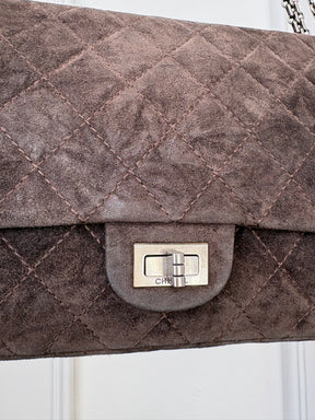 Chanel Brown Suede Large 2.55 Handbag