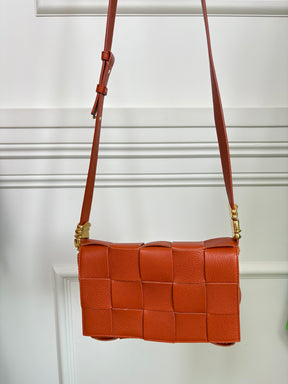 Bottega Veneta Terracotta Leather Woven Charm Cassette Bag