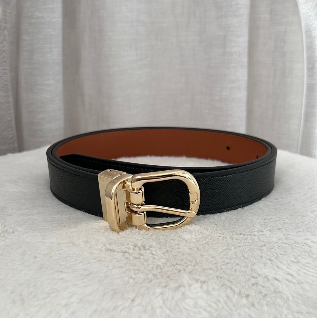 Oroton Leather Belt Gold Buckle In Whiskey, AU 10/12