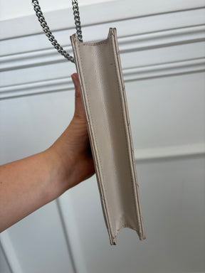 Saint Laurent Beige Grained Leather Envelope Chain Wallet