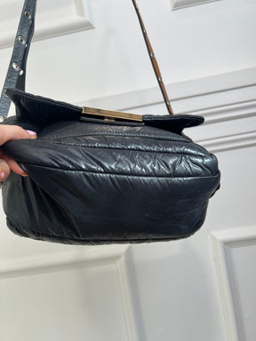 Sonia Rykiel Black Padded Tan Studded Strap Crossbody Bag