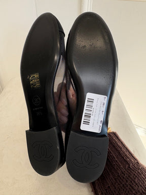 Chanel Black Mesh Ballet Flats, 39.5