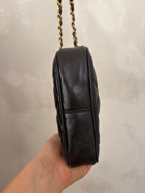 Chanel Black Lambskin Leather Vertical Mini Flap bag
