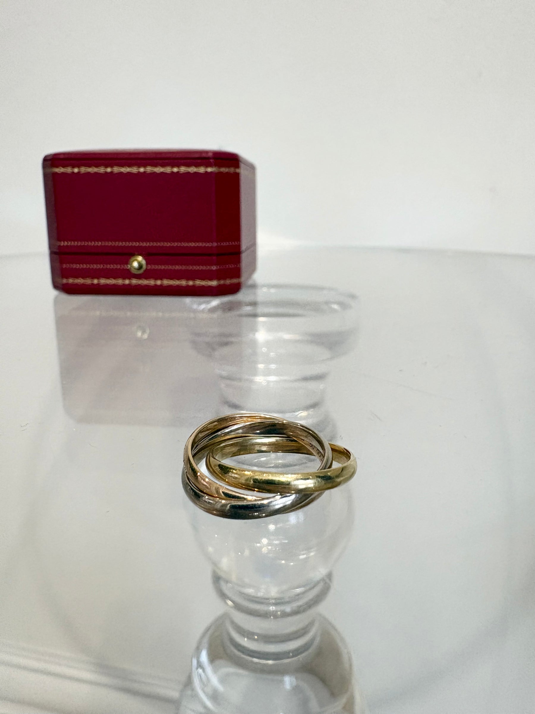 Cartier White Yellow and Rose Trinity Ring, 50