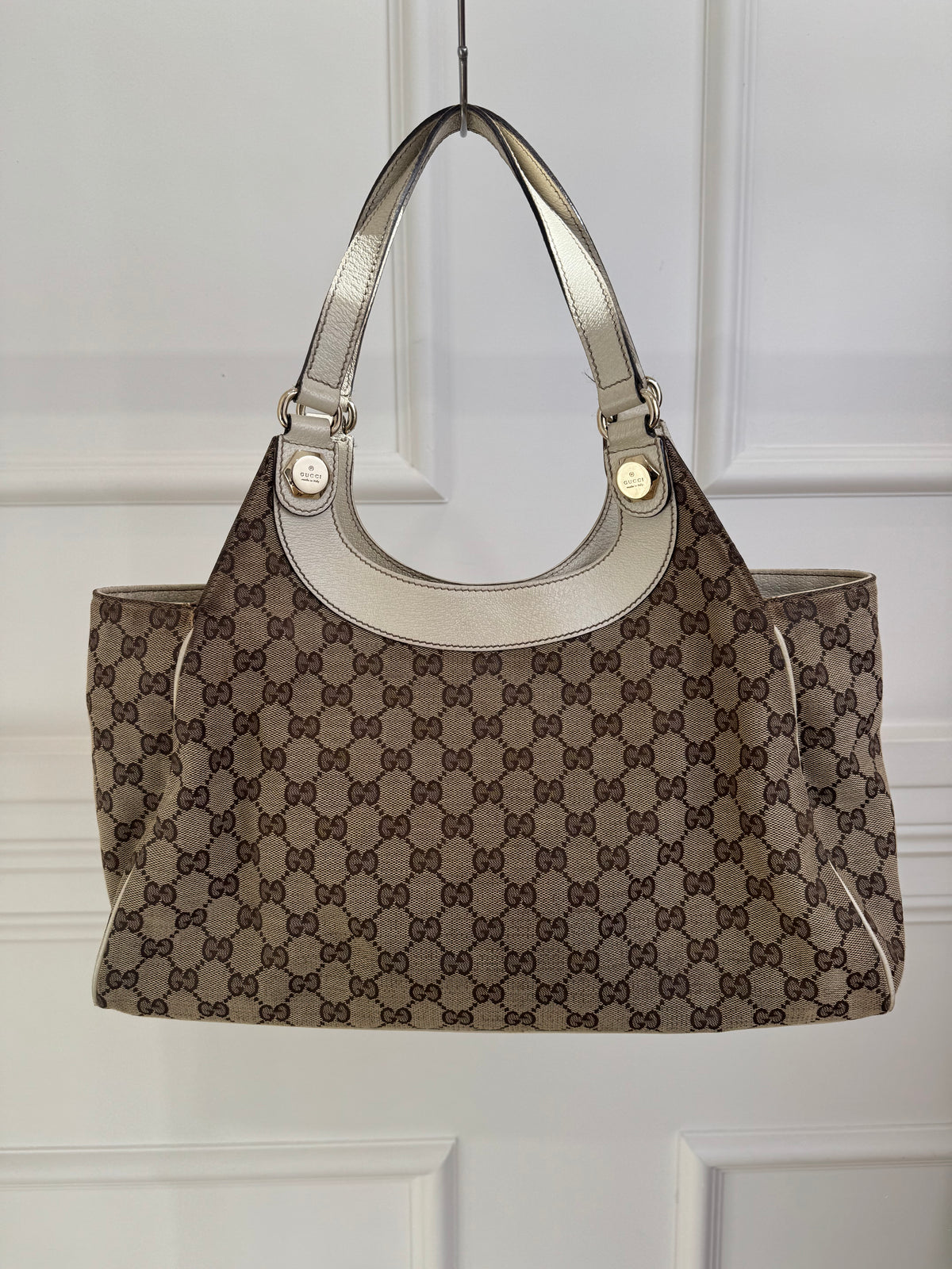 Gucci Beige Monogram Charmy Leather Bag