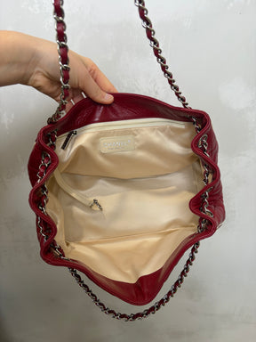 Chanel Burgundy Leather East West Accordian Flap Bag
