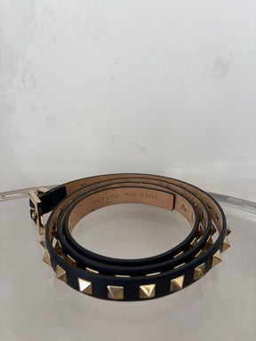 Valentino Rockstud Thin Navy Belt, 95/38