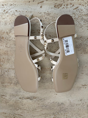 Valentino Garavani Rockstud Sandals In Light Ivory, 38.5