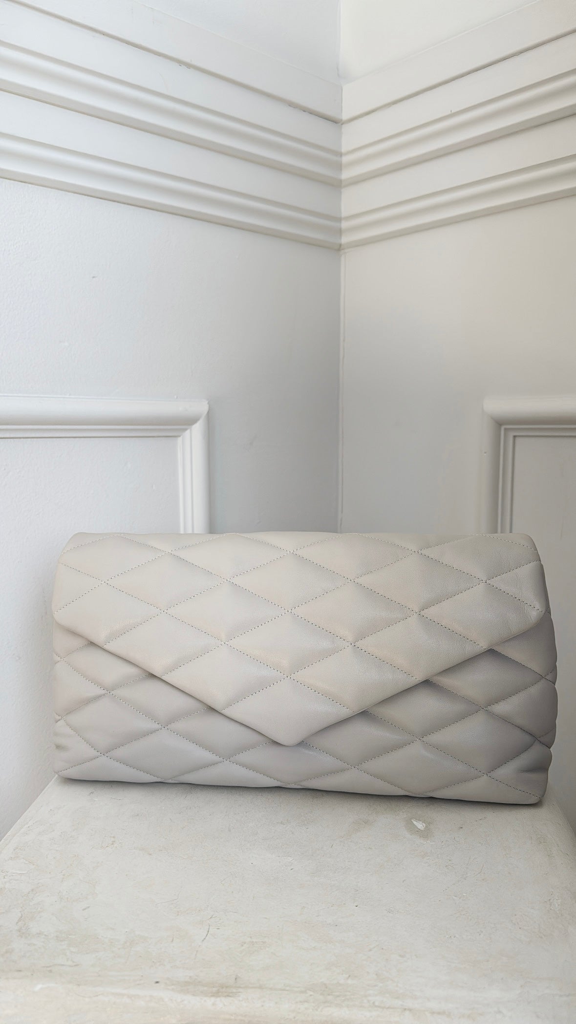 Saint Laurent Stone Leather Puffy 'Sade' Clutch Bag