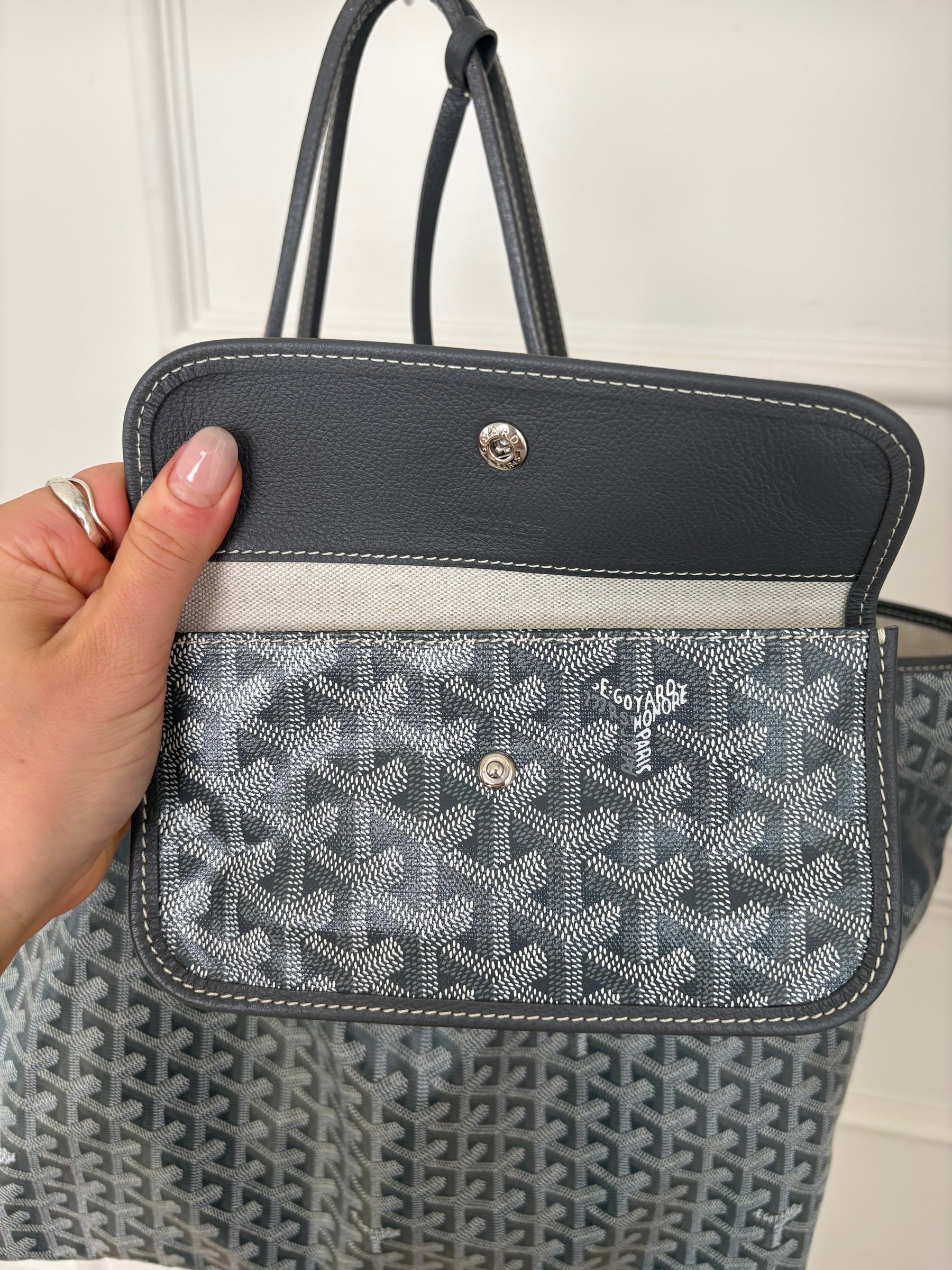 Goyard Saint Louis Coated Canvas GM Tote Bag Grey