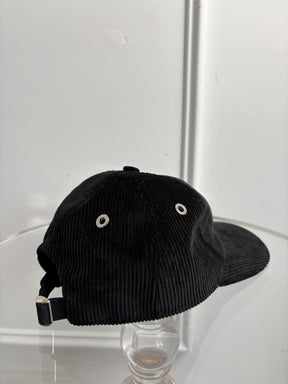 AMI Paris Black Corduroy Logo Cap