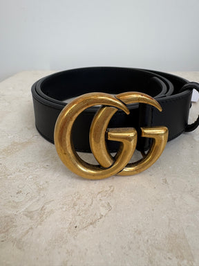 Gucci GG Marmont Leather Belt Black, 70/28