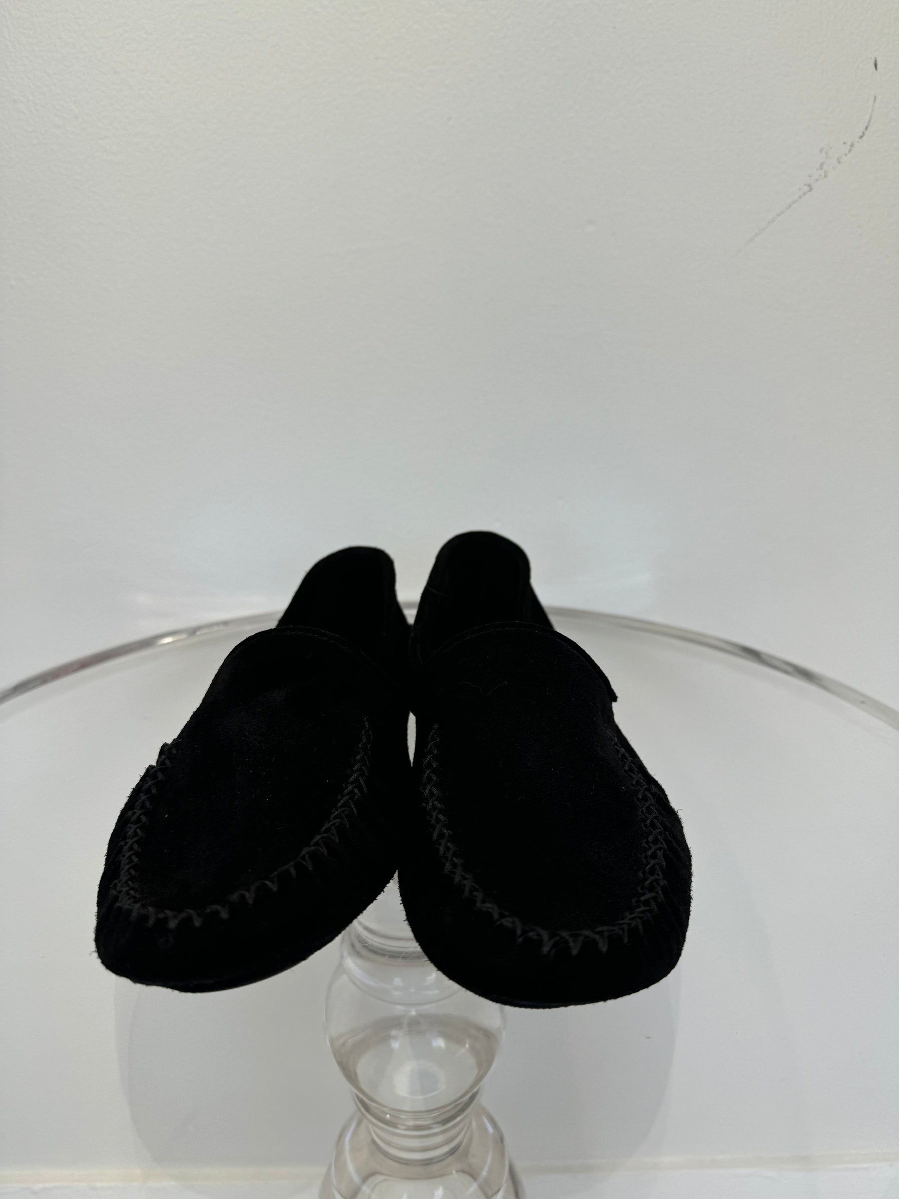 P Johnson Black Suede Moccasins, 38