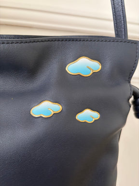 Loewe Navy Leather Lunar NY Mini Flamenco Pouch