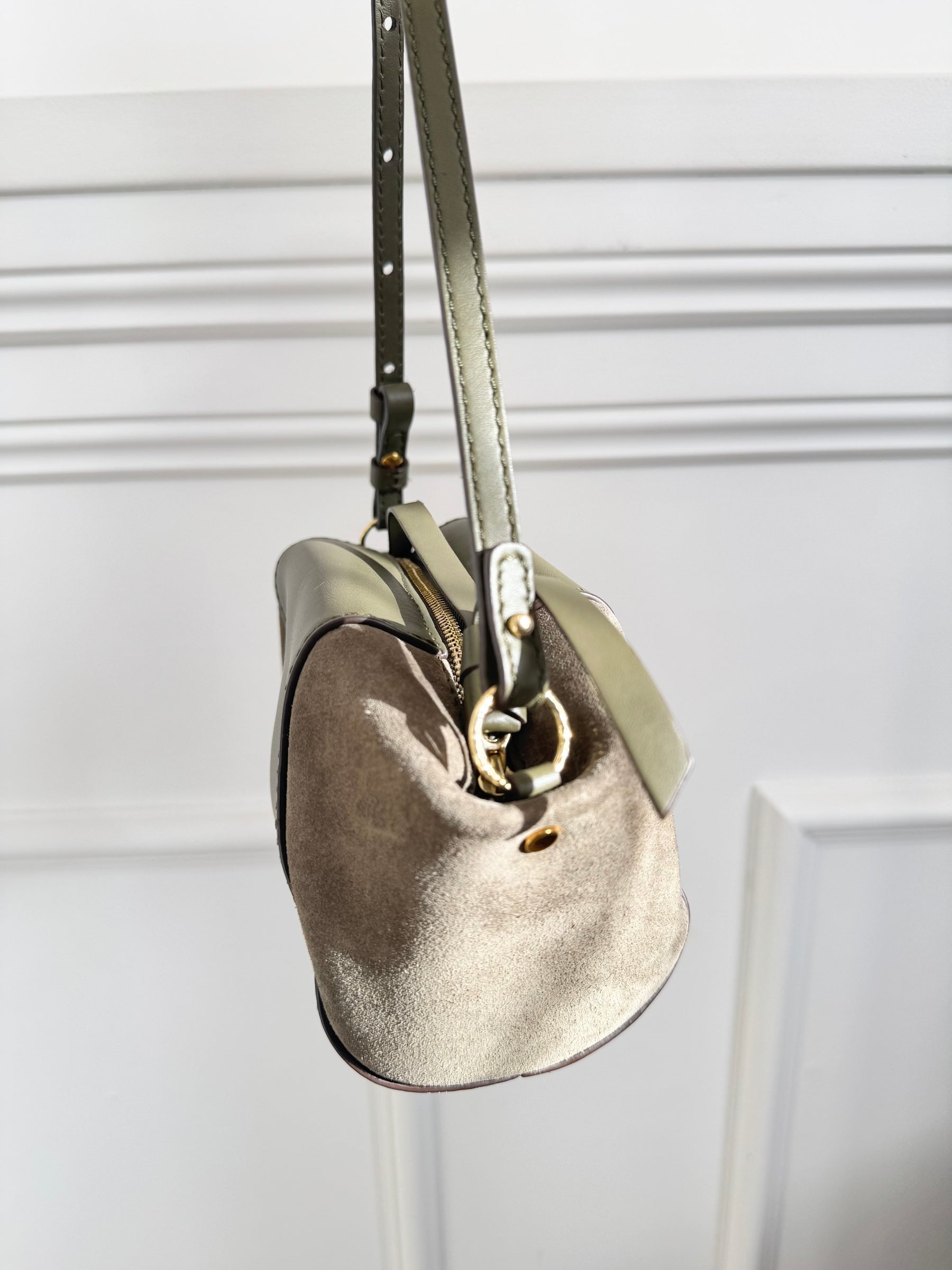 Ulla Johnson Khaki Leather and Suede Crossbody Bag