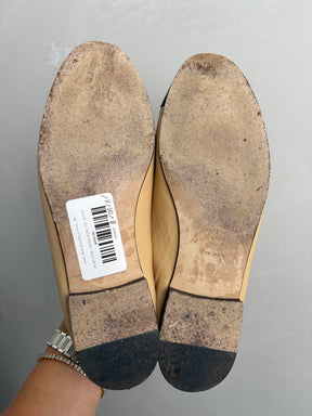 Chanel Beige Black Ballet Flats, 38