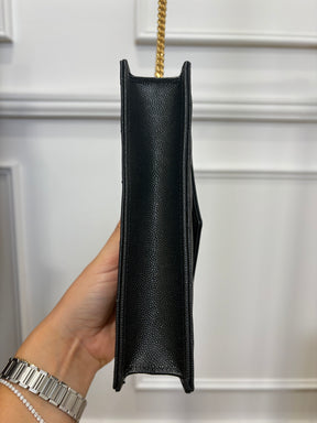 Saint Laurent Black Chevron Quilted Envelope Chain Wallet