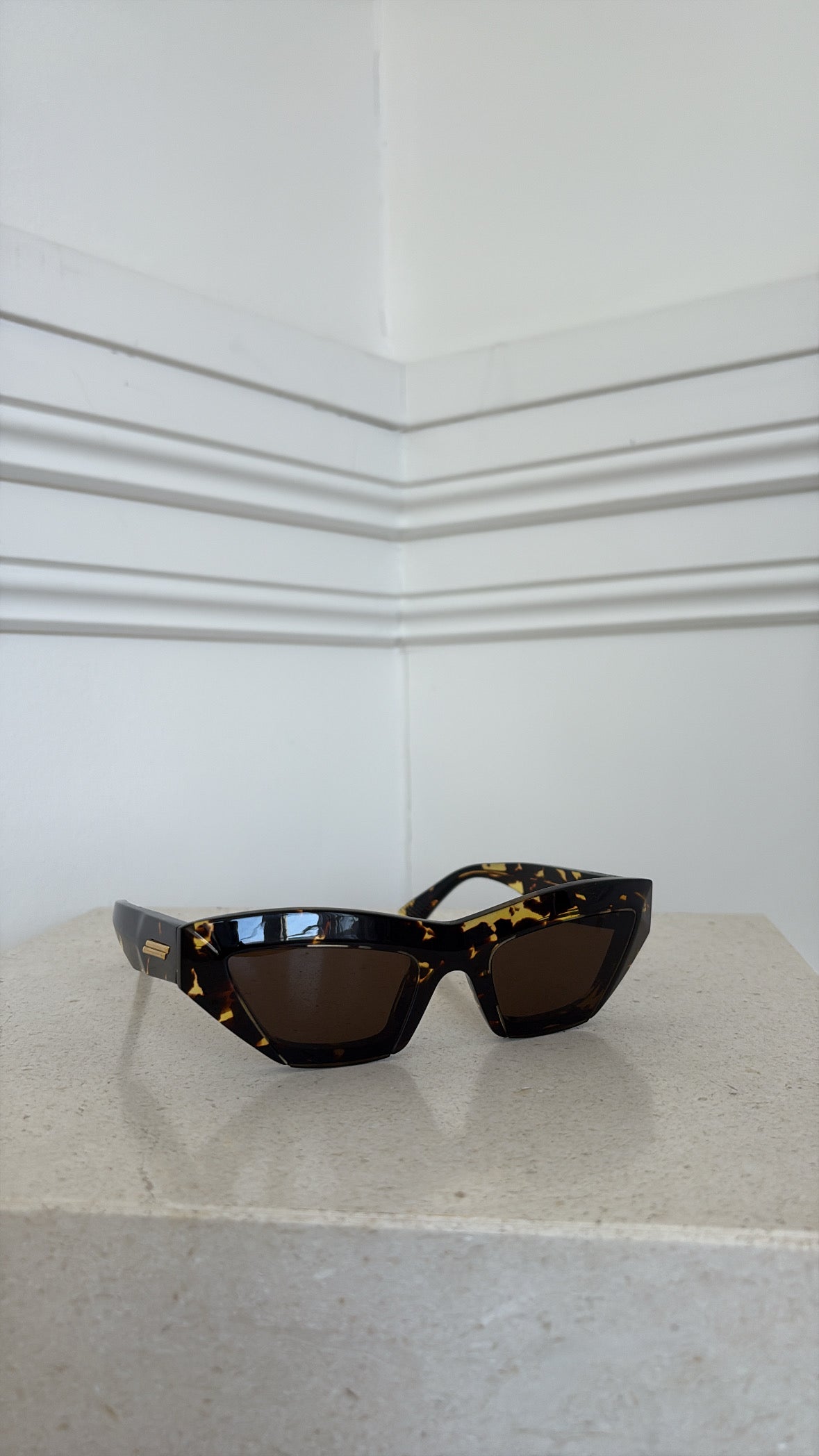 Bottega Veneta Dark Tortoiseshell Cat Eye Sunglasses