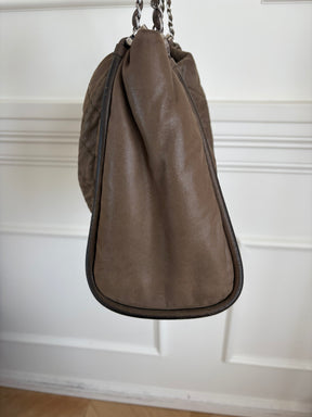Chanel Taupe Coated Quilted Shoulder Tote