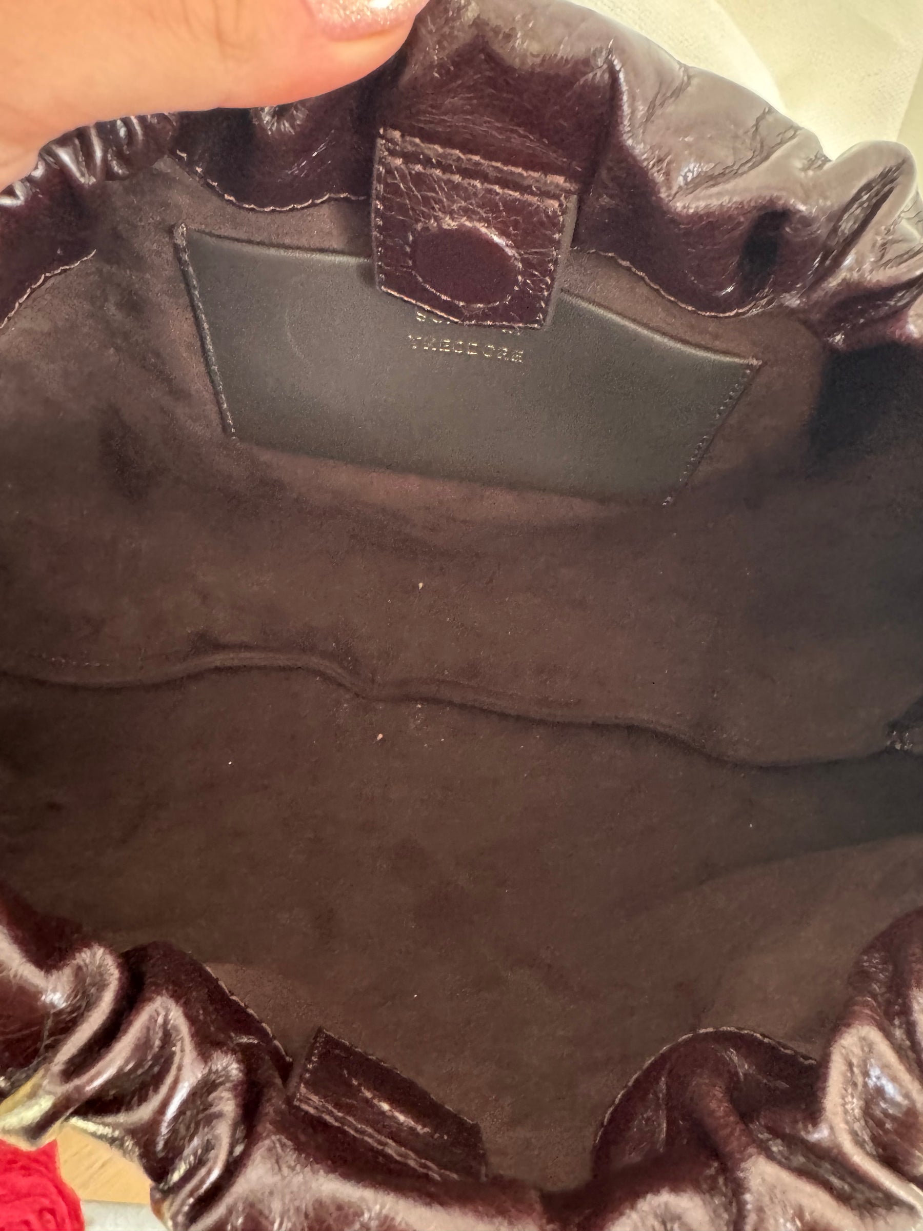 Scanlan Theodore Dark Brown Ruched Pouch Shoulder Bag