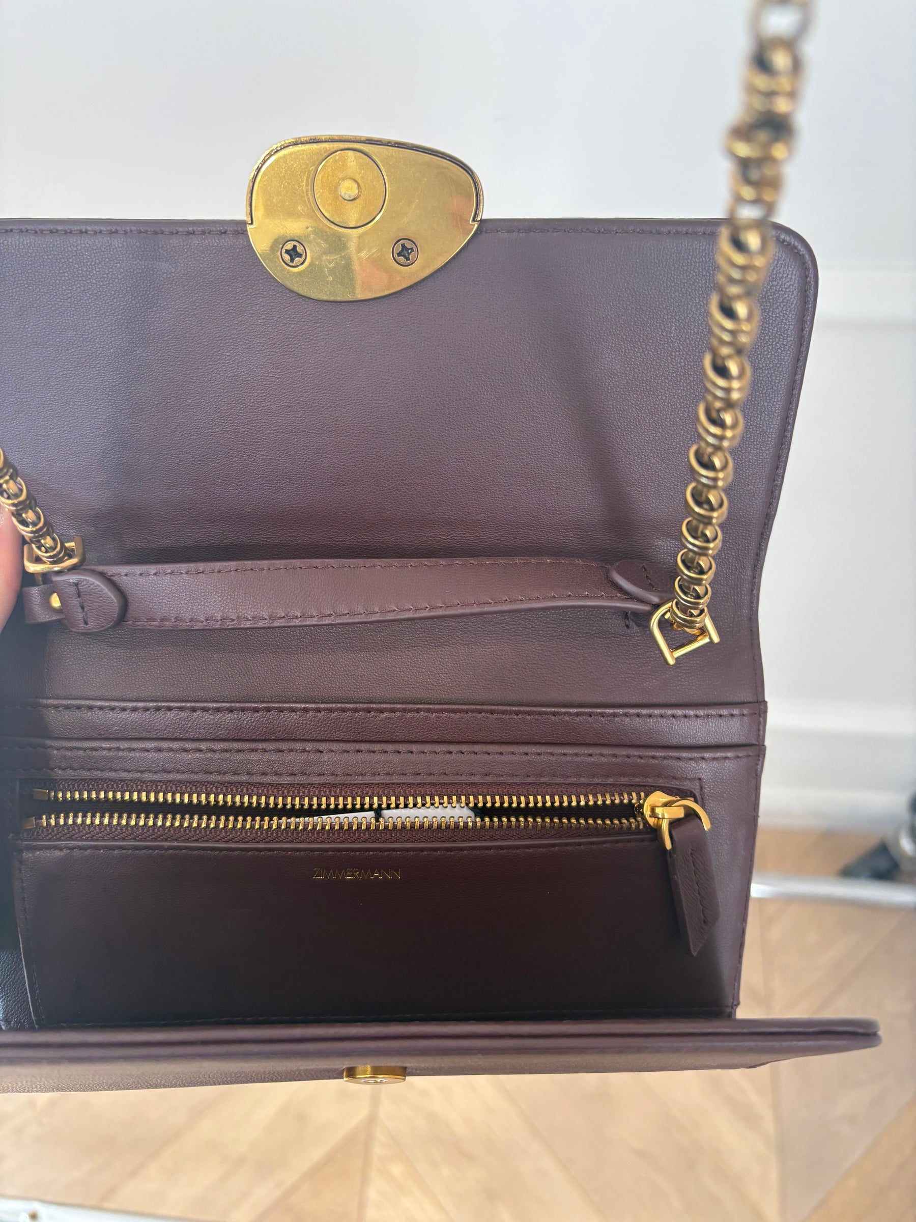 Zimmermann Maroon Leather Wallet On Chain