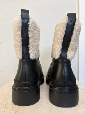 Vince Black Ankle Boots With Wool Trim, 36.5