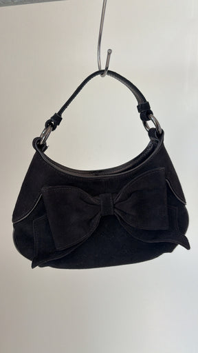 Moschino Black Suede Bow Front Mini Bag