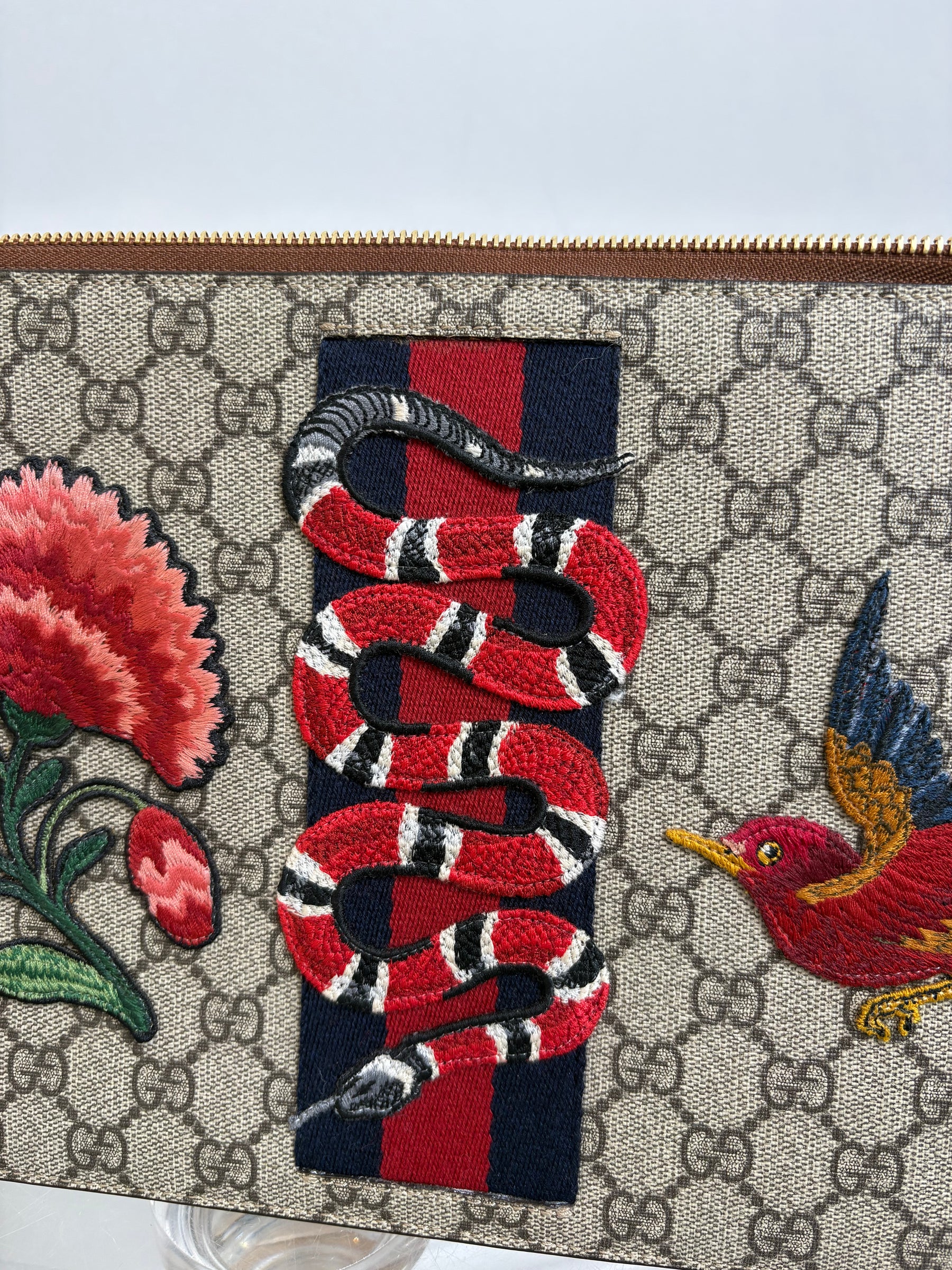 Gucci Canvas Monogram Embroidered Clutch