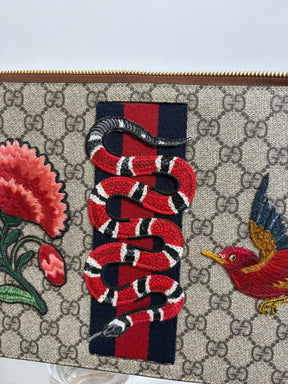 Gucci Canvas Monogram Embroidered Clutch