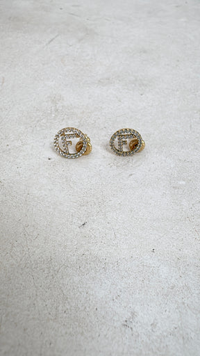 Fendi Crystal Logo Stud Earrings