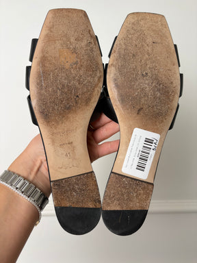 Saint Laurent Black Leather Tribute Slides, 41