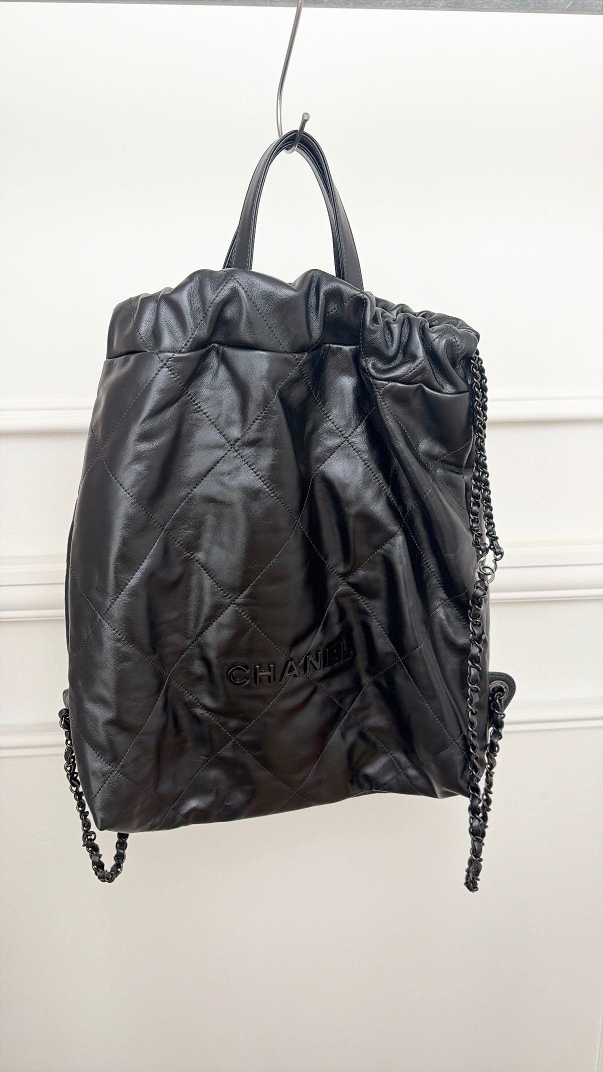 Chanel So Black Lambskin Leather 22 Backpack
