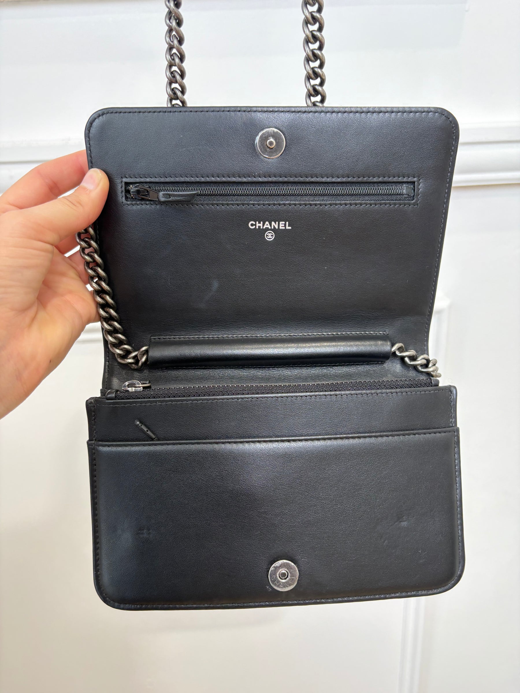 Chanel Boy Black Caviar Wallet On Chain