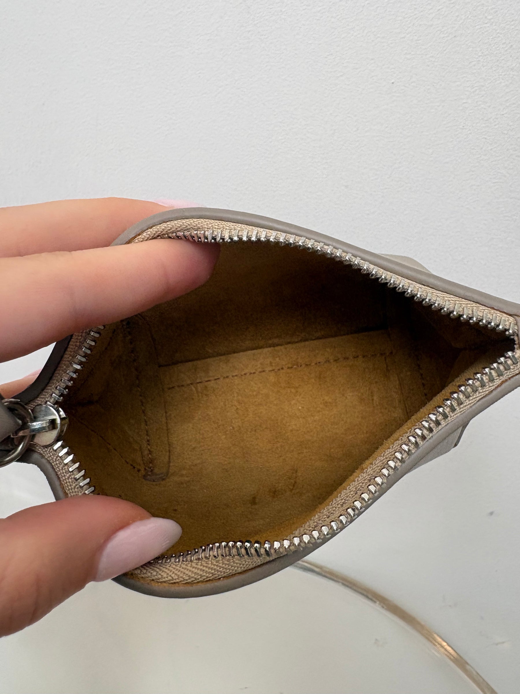 Christopher Esber Taupe Leather Mini Wristlet Pouch