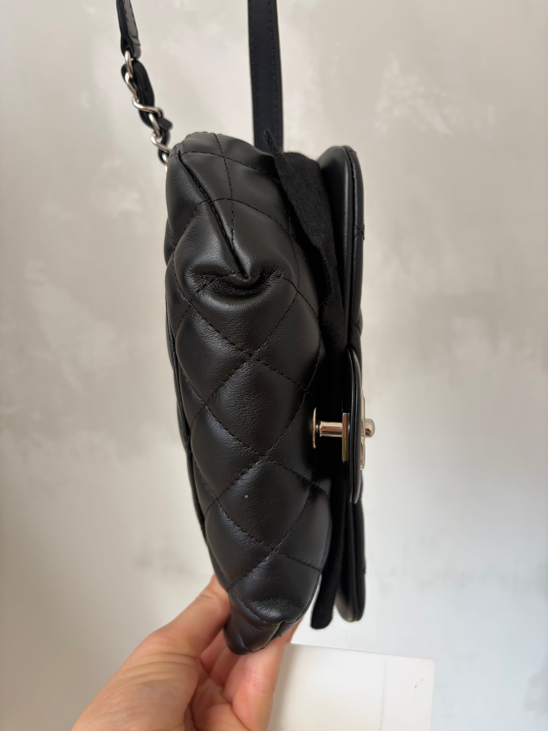Chanel Uniform Black Leather Belt Bag