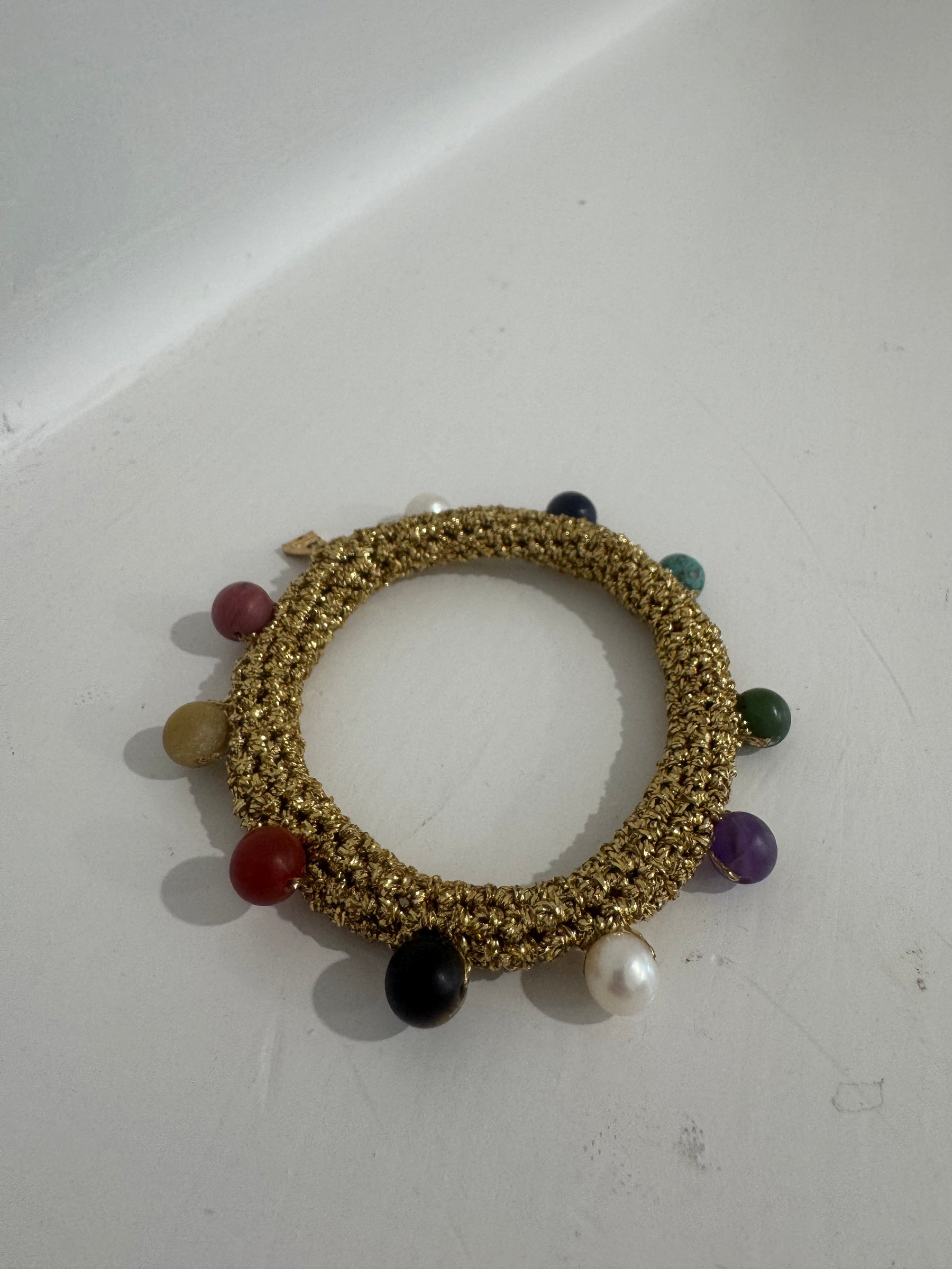 Lucy Folk Crochet Bracelet Metallic Gold Coloured Beads