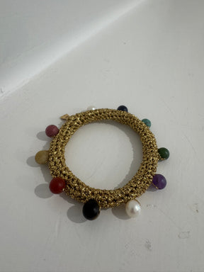 Lucy Folk Crochet Bracelet Metallic Gold Coloured Beads