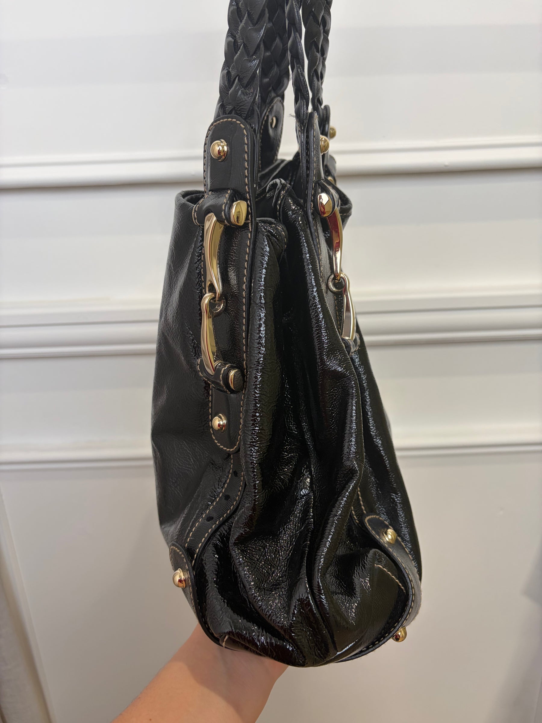 Gucci Black Patent Leather Pelham Shoulder Bag