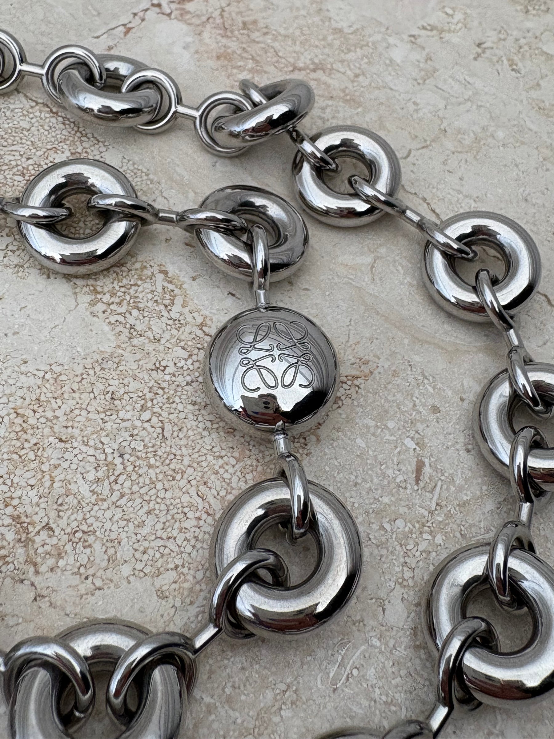 Loewe Silver Pebble Bag Chain