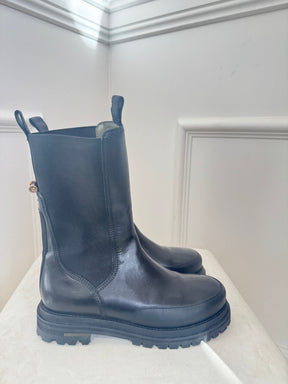 Camilla and Marc Black Leather Chunky Boots, 38