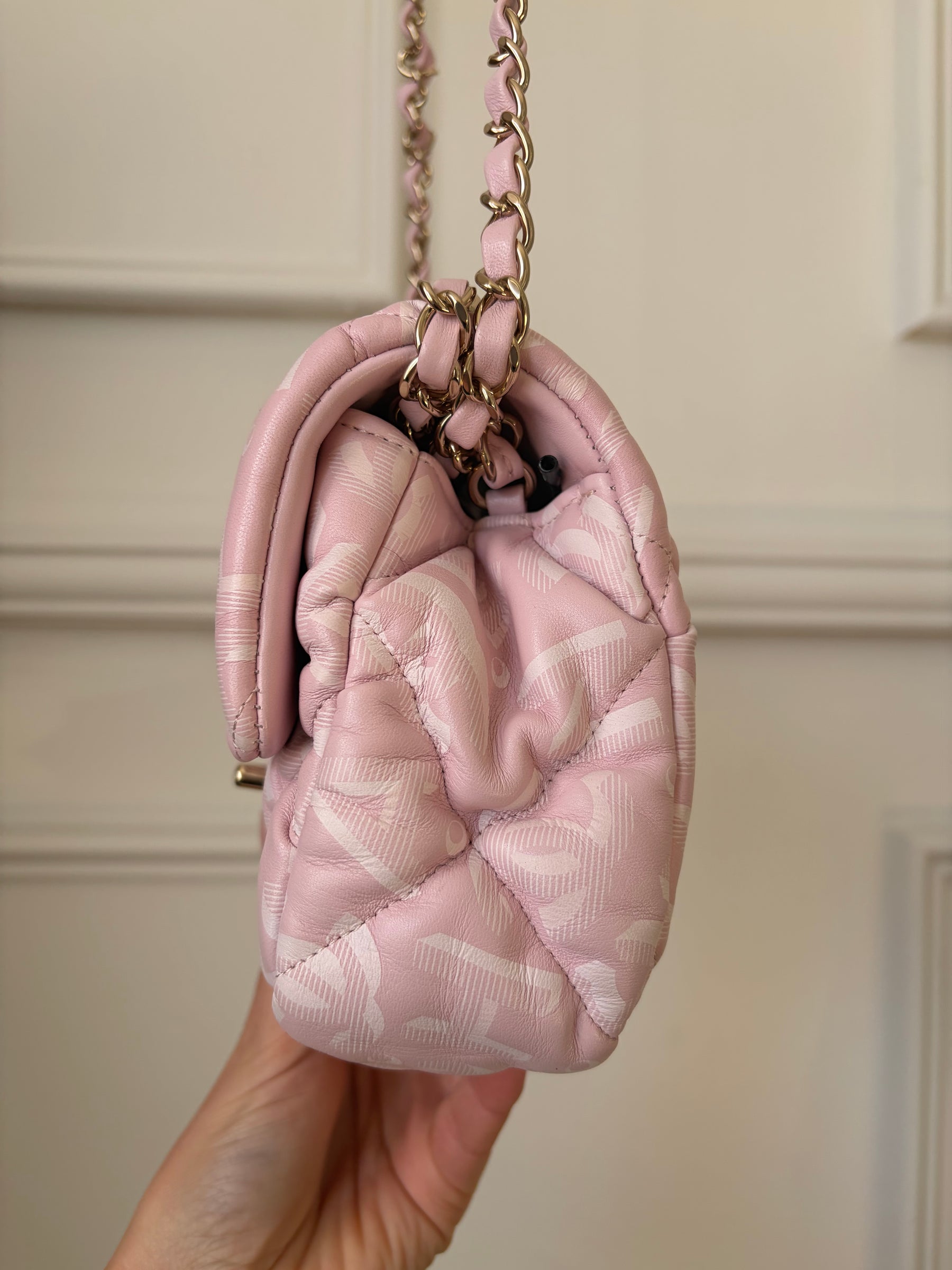 Chanel Pink Printed Lambskin Quilted Mini Flap Bag