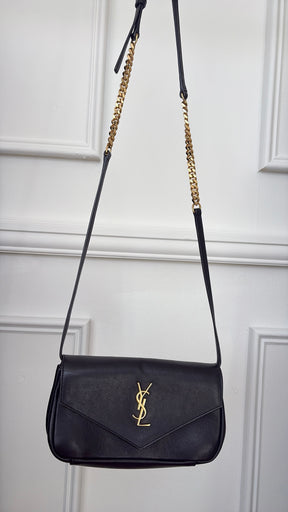 Saint Laurent Black Leather Envelope Crossbody bag
