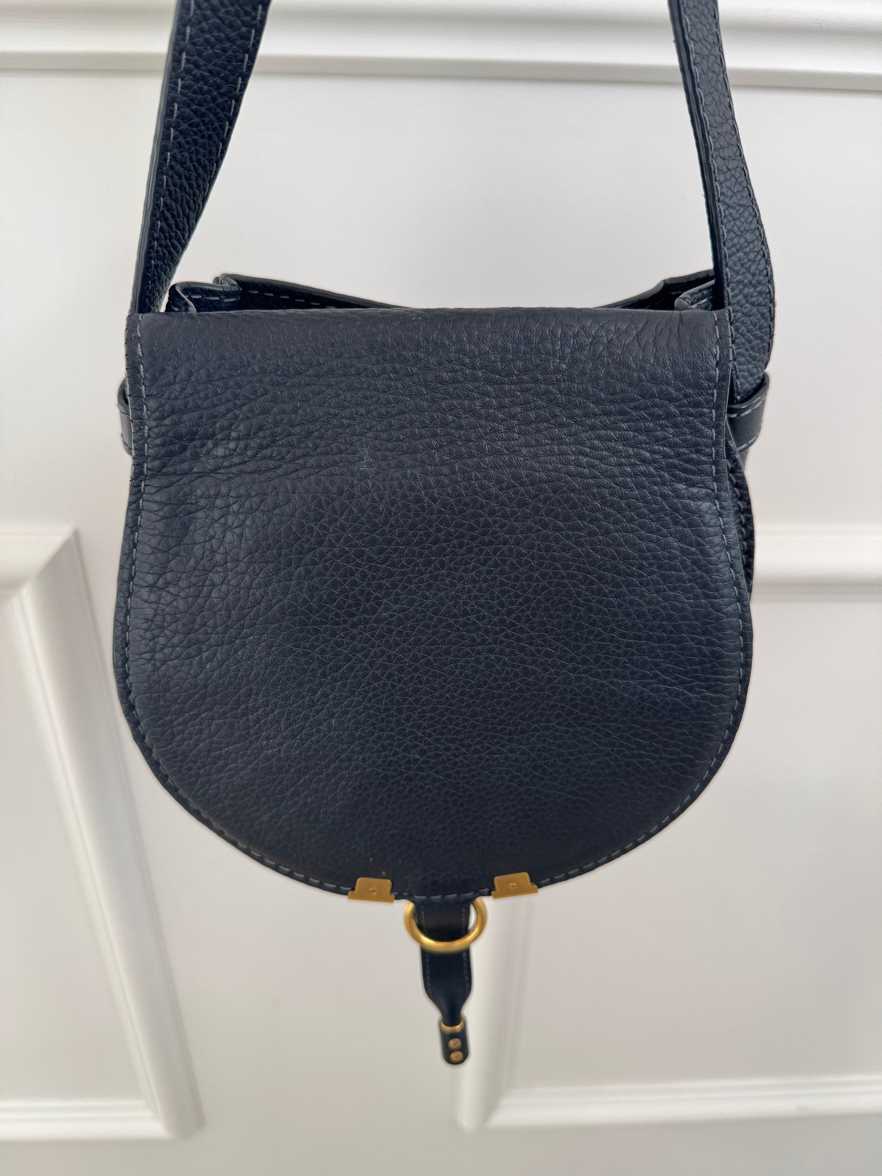 Chloé Black Grained Leather Marcie Bag Small